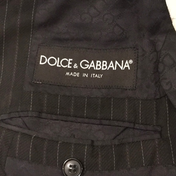 Dolce & Gabbana Mens Black Striped 2 Button Blazer